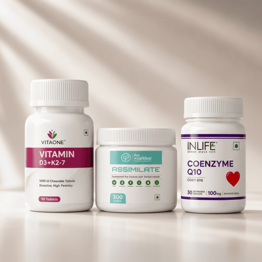 Fatigue Fighter Essentials for fatigue, weakness & muscle loss - CoQ10, Assimilate Vegan Protein Vitamin D3+K2-7