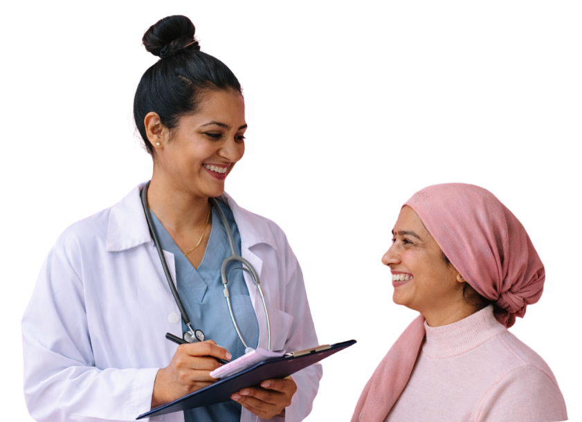 Doctor consulting with cancer patient, providing compassionate care