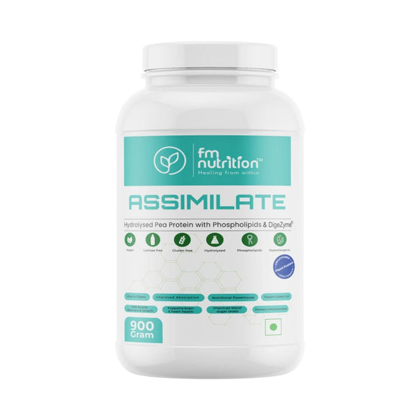 FM Nutrition Assimilate Vegan Protein, Hydrolysed Plant Protein, Unflavoured (900 Gm)