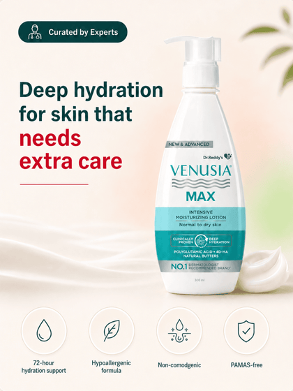 Venusia Max Moisturising Lotion, Deep Hydration for Normal to Dry Skin (300 gm)