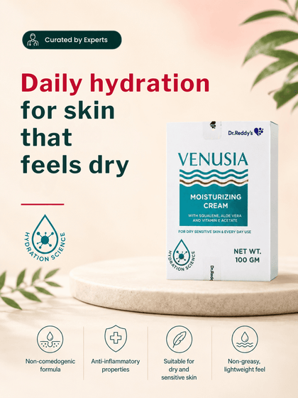 Venusia Moisturising Cream, with Squalene, Aloe Vera and Vitamin E for Dry and Sensitive Skin (100 gm)