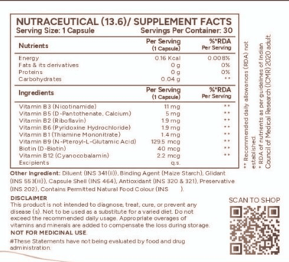 PeachX Vitamin B Complex, 30 Capsule