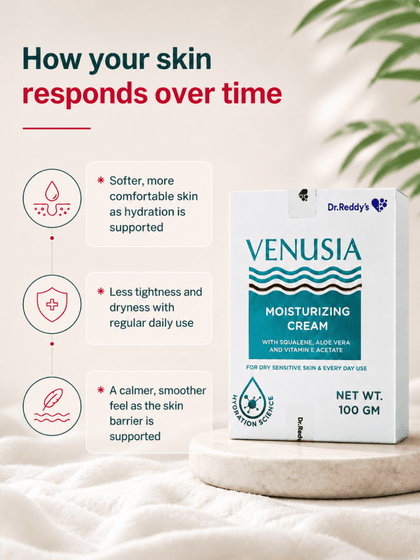 Venusia Moisturising Cream, with Squalene, Aloe Vera and Vitamin E for Dry and Sensitive Skin (100 gm)