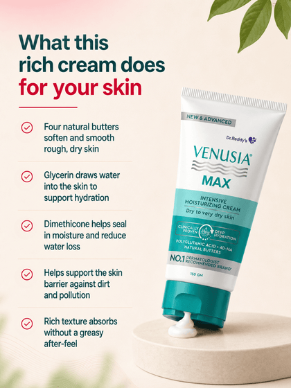Venusia Max Intensive Moisturising Cream, with Natural Butters for Dry Skin (150 gm)