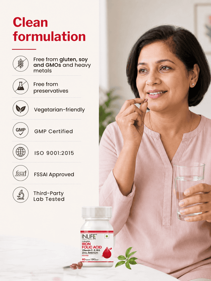 Inlife Iron & Folic Complex with Zinc & Selenium (60 Tablets)