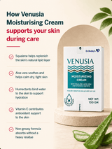 Venusia Moisturising Cream, with Squalene, Aloe Vera and Vitamin E for Dry and Sensitive Skin (100 gm)