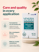 Venusia Moisturising Cream, with Squalene, Aloe Vera and Vitamin E for Dry and Sensitive Skin (100 gm)