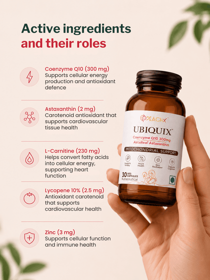 PeachX Ubiquix Ubiquinol 300mg + Astaxanthin (30 Capsules)