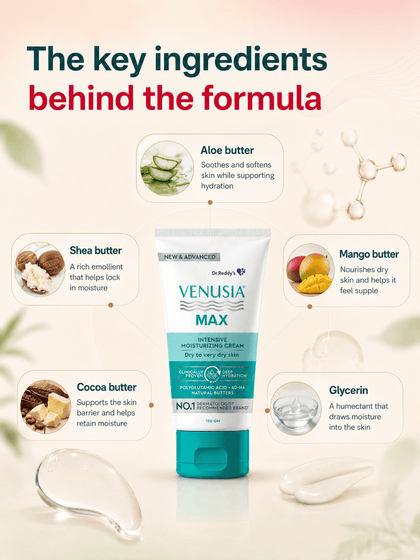 Venusia Max Intensive Moisturising Cream, with Natural Butters for Dry Skin (150 gm)