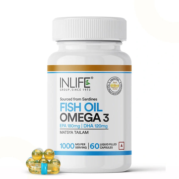Inlife Fish Oil Omega 3 Fatty Acids Supplement 1000mg Capsules